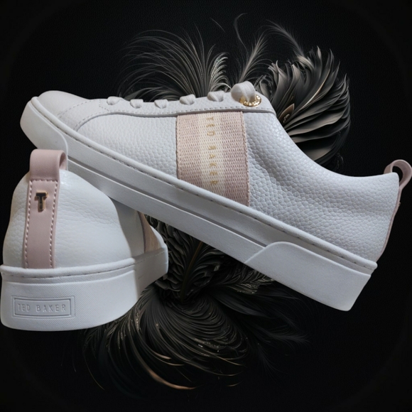 NEW Ted Baker Women Reese Lace Up Leather White/Pink Sneaker. Size 6 - Picture 10 of 15